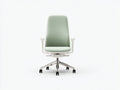 Sedia da ufficio ergonomica in tessuto 65 x 65 x 110 cm - verde salvia e bianco e argento - con braccioli e ruote - per studio e ufficio - design minimal
