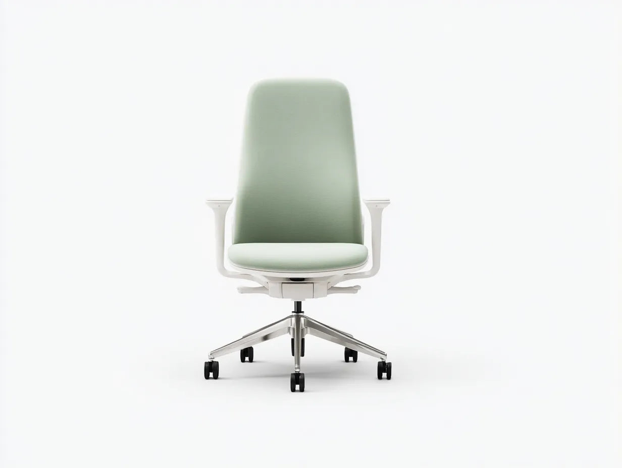 Sedia da ufficio ergonomica in tessuto 65 x 65 x 110 cm - verde salvia e bianco e argento - con braccioli e ruote - per studio e ufficio - design minimal