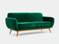 Divano 2 posti in velluto 180 x 90 x 85 cm - verde smeraldo - stile rétro con base in legno