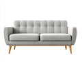 Divano 2 posti in tessuto 180 x 83 x 75 cm - grigio sabbia - schienale trapuntato con base slanciata in legno