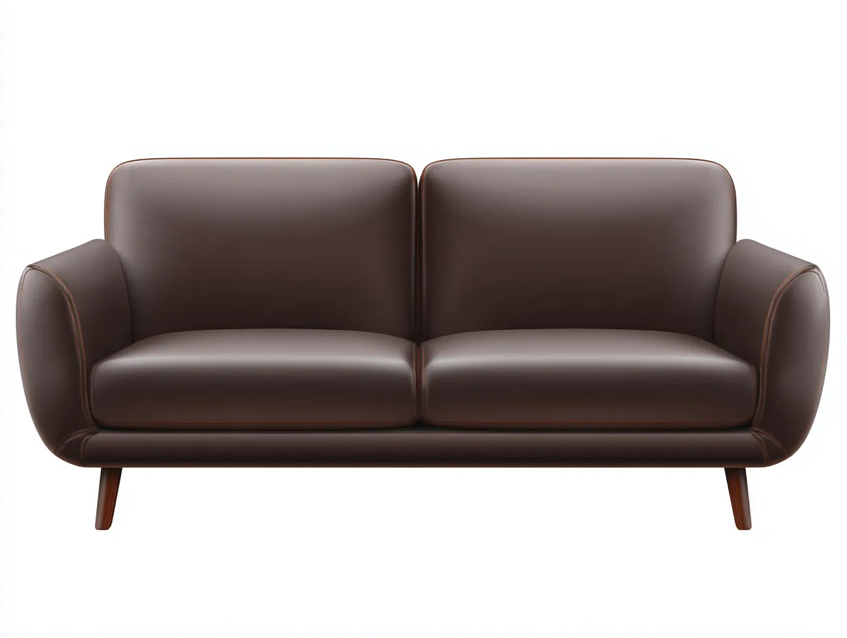 Divano 2 posti in similpelle 178 x 88 x 76 cm - marrone moka - profilo compatto con braccioli curvi