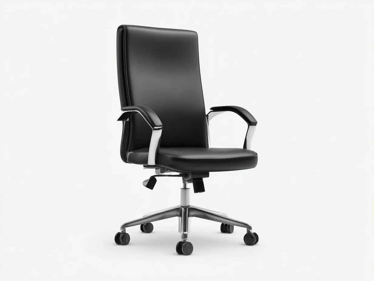 Sedia da ufficio in similpelle 66 x 66 x 115 cm - nero e argento - girevole con ruote e braccioli - per studio e ufficio - stile professionale