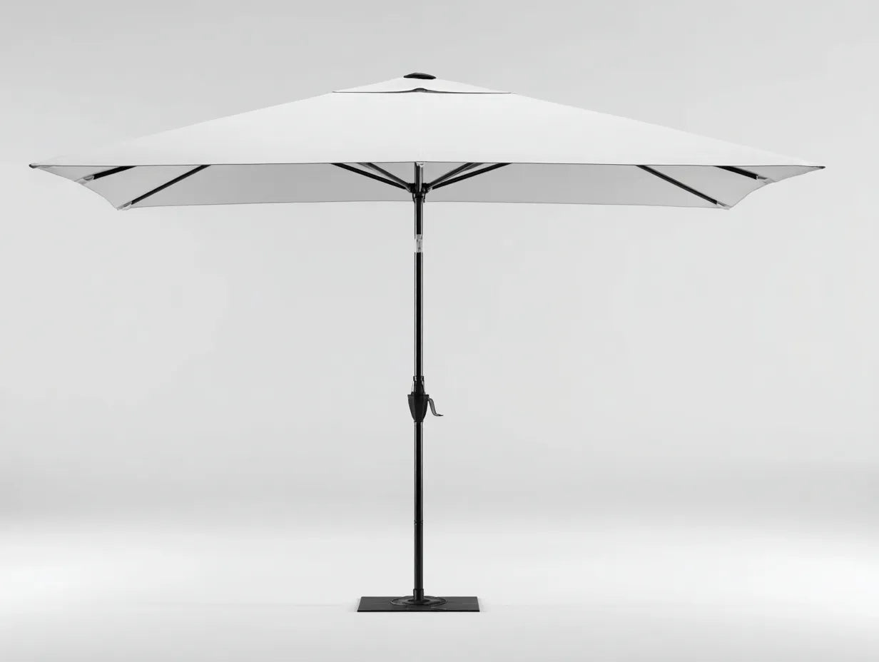 Ombrellone rettangolare da esterno 300 x 200 x 245 cm in acciaio e tessuto bianco - apertura manuale e stile minimal
