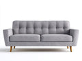 Divano 2 posti in tessuto 175 x 72 x 68 cm - grigio perla - schienale trapuntato con piedini effetto legno