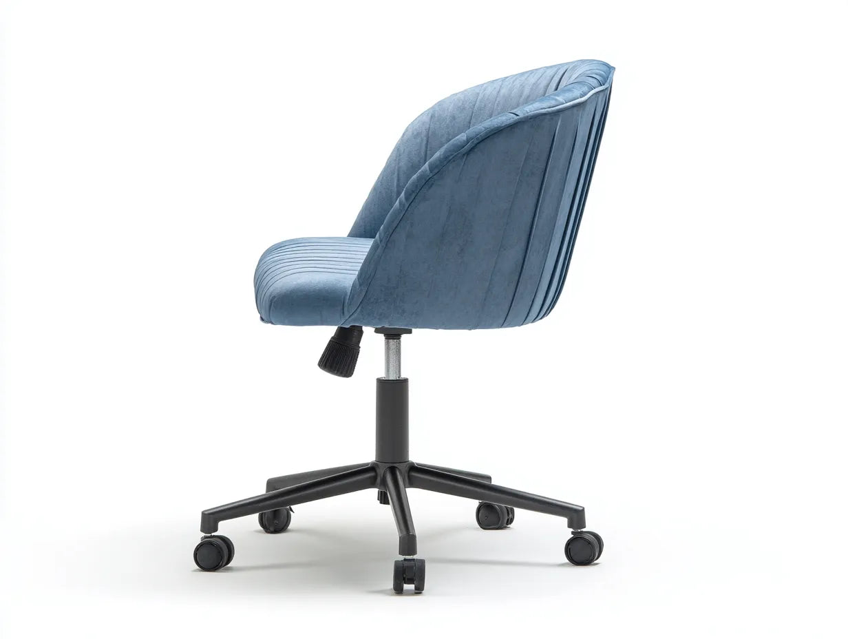 Sedia da ufficio regolabile in velluto 63 x 63 x 83 cm - azzurro e nero - girevole con ruote - per studio e home office - design raffinato