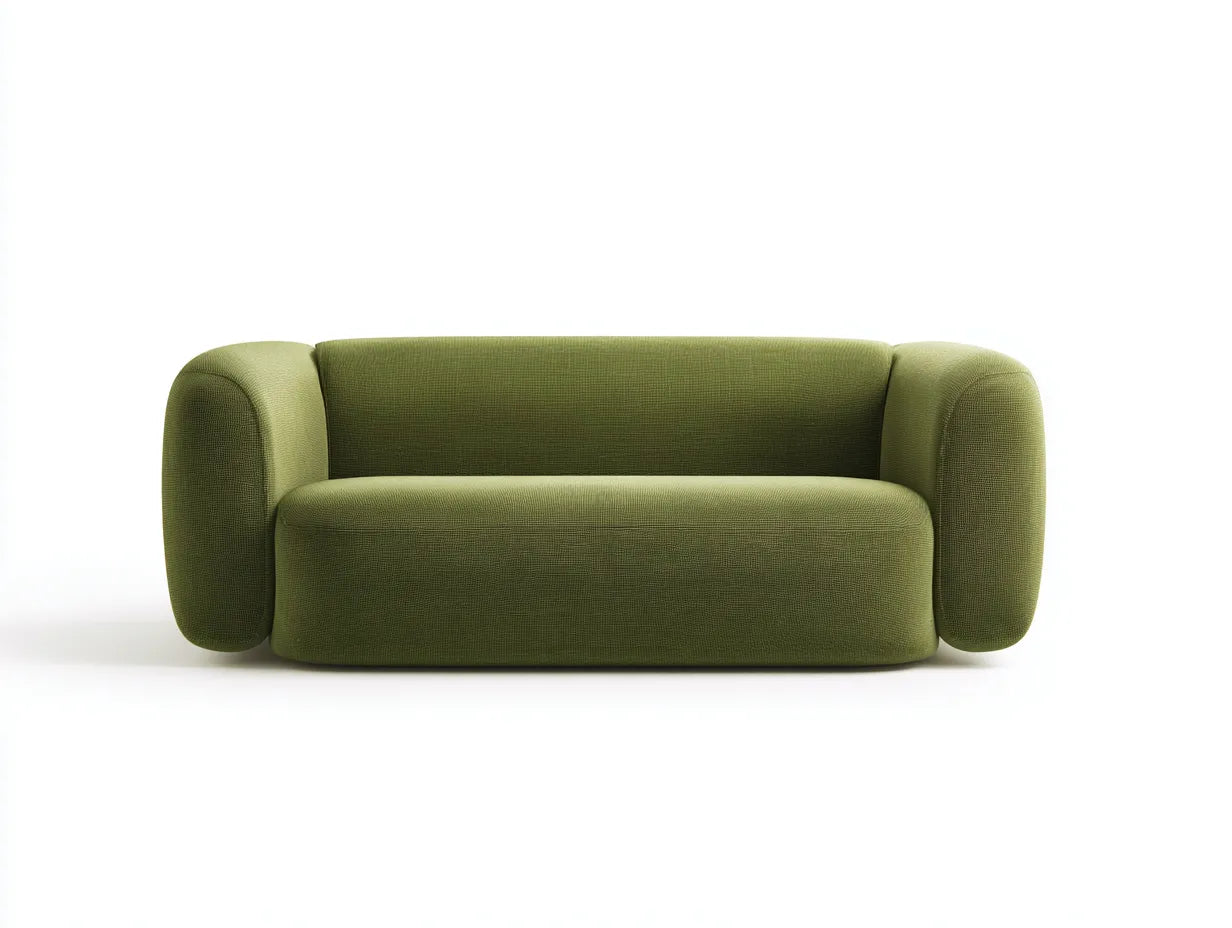 Divano 2 posti in tessuto tecnico 170 x 70 x 65 cm - verde salvia - volume compatto con braccioli cilindrici
