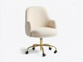 Sedia da ufficio imbottita in tessuto bouclé 64 x 64 x 86 cm - avorio e oro e nero - girevole con ruote - design elegante