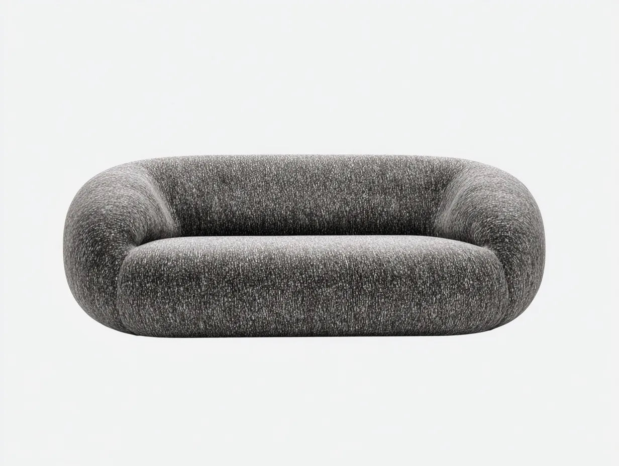 Divano 2 posti in tessuto bouclé 182 x 82 x 77 cm - grigio mélange - design organico con profilo arrotondato
