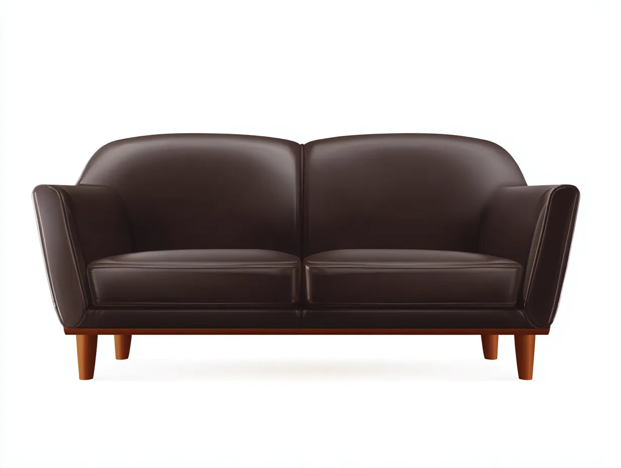 Divano 2 posti in similpelle 175 x 90 x 78 cm - marrone scuro - schienale arrotondato con base effetto legno