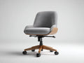 Sedia da ufficio girevole in tessuto 62 x 65 x 92 cm - grigio chiaro e legno naturale e nero - con ruote - per studio e ufficio - stile contemporaneo