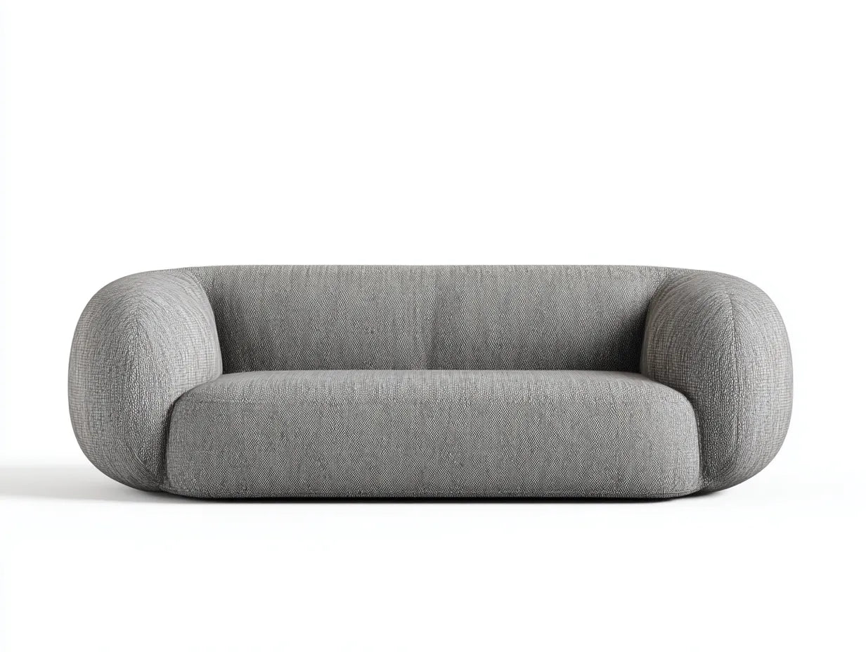 Divano 2 posti in tessuto strutturato 185 x 80 x 75 cm - grigio tortora - silhouette morbida con braccioli integrati