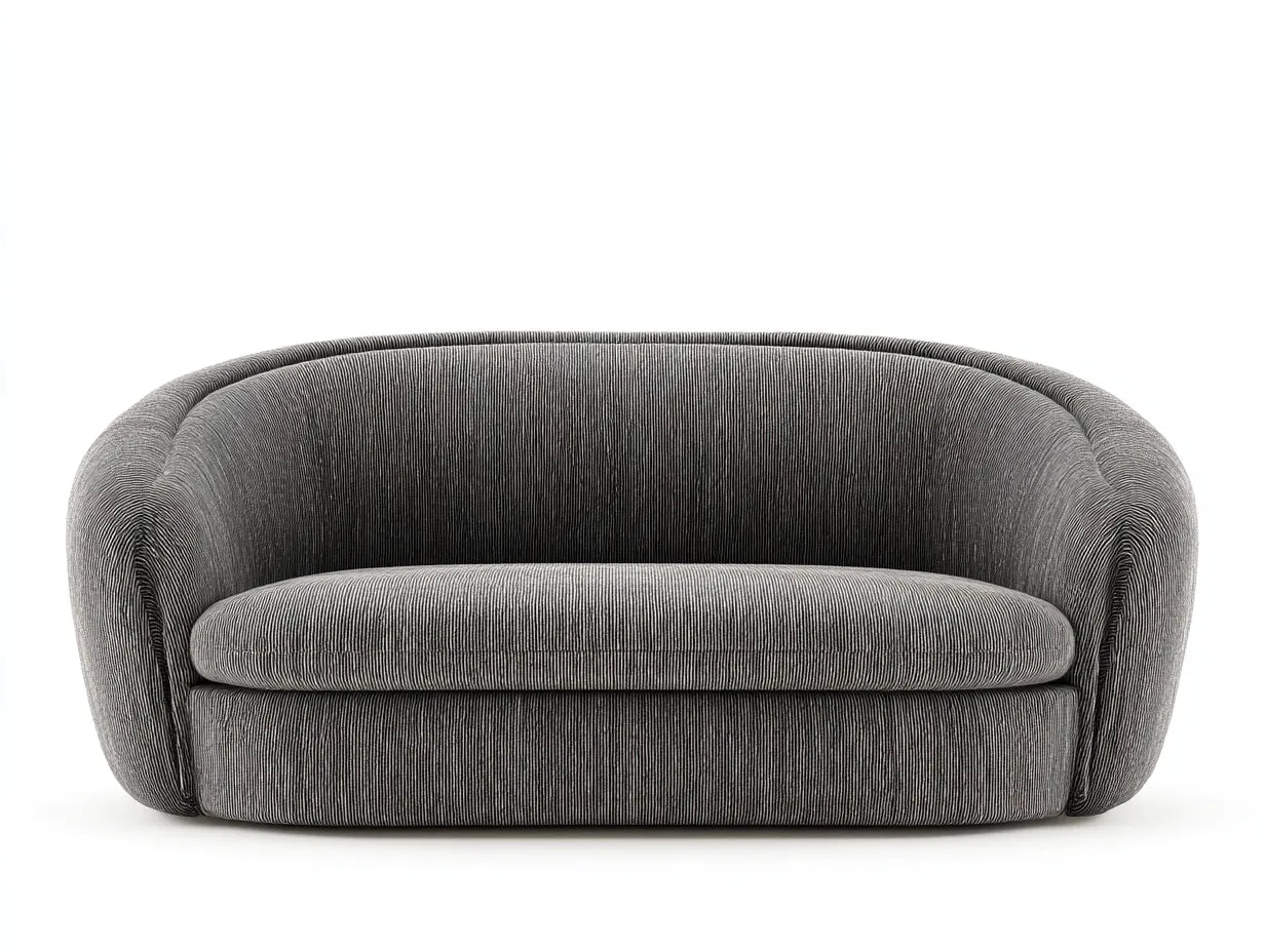 Divano 2 posti in tessuto rigato 168 x 70 x 65 cm - grigio antracite - forma avvolgente con schienale curvo