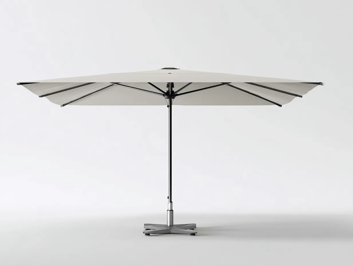 Ombrellone rettangolare da giardino 320 x 220 x 250 cm in acciaio e tessuto beige - base a croce e copertura ampia